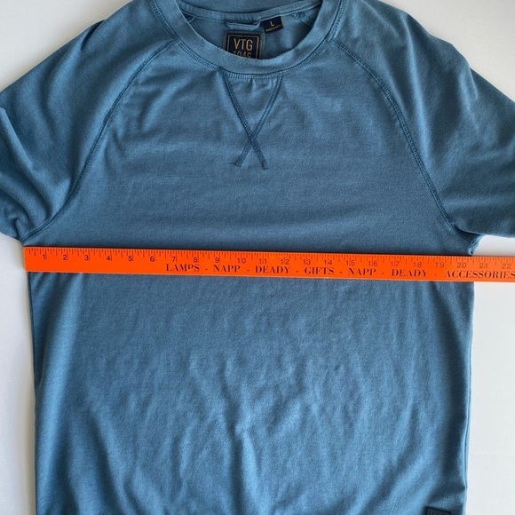 Vintage 1946 Men's Large Blue Performance Stretch Crew Neck Long Sleeve Shirt - Picture 6 of 10